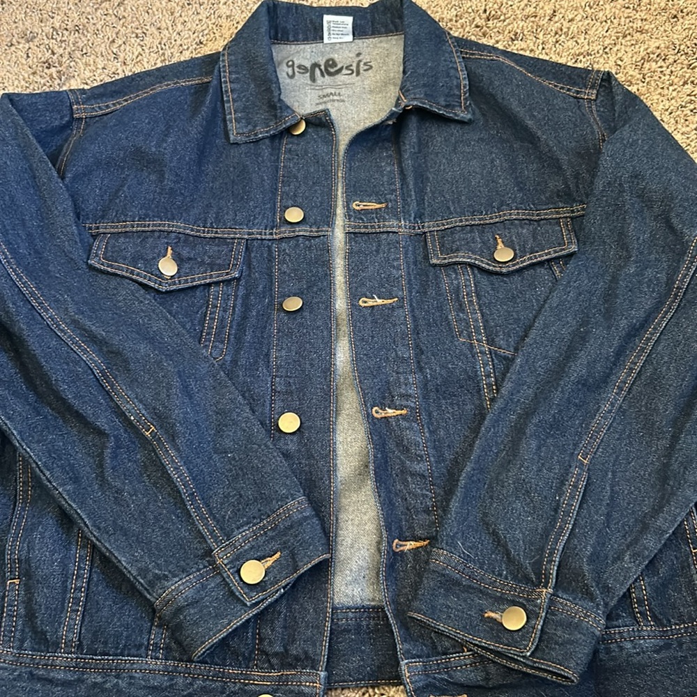 Men’s small denim jacket. Genesis wind and wuthering print on backside - Picture 4 of 4